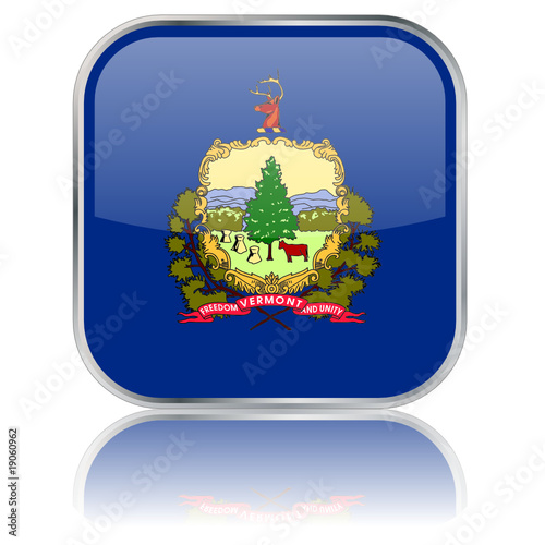Vermont State Square Flag Button (USA - Vector - Reflection)