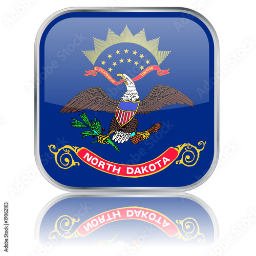 North Dakota State Square Flag Button (USA - Vector Reflection)