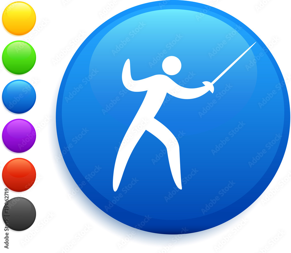fencing icon on round internet button fencing icon on round internet button