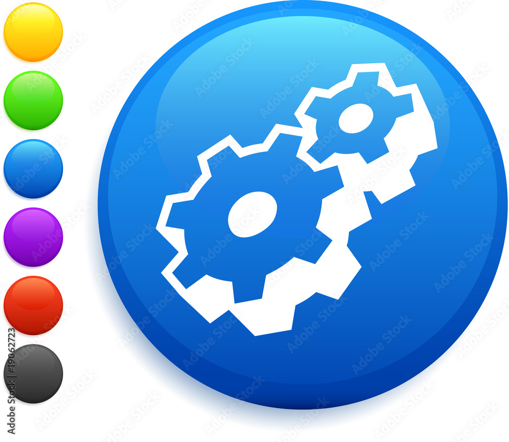 machine part icon on round internet button machine part icon on round internet button