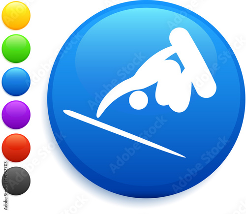 snowboard( skateboard) icon on round internet button