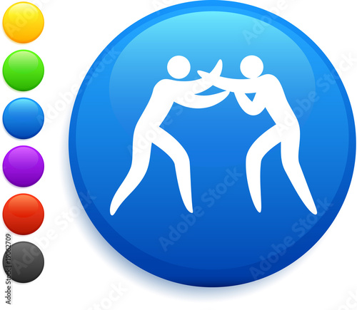 wrestling icon on round internet button