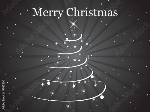 rays background with xmas tree