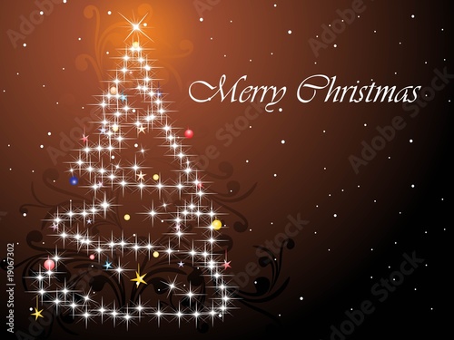 seamless floral background with xmas tree