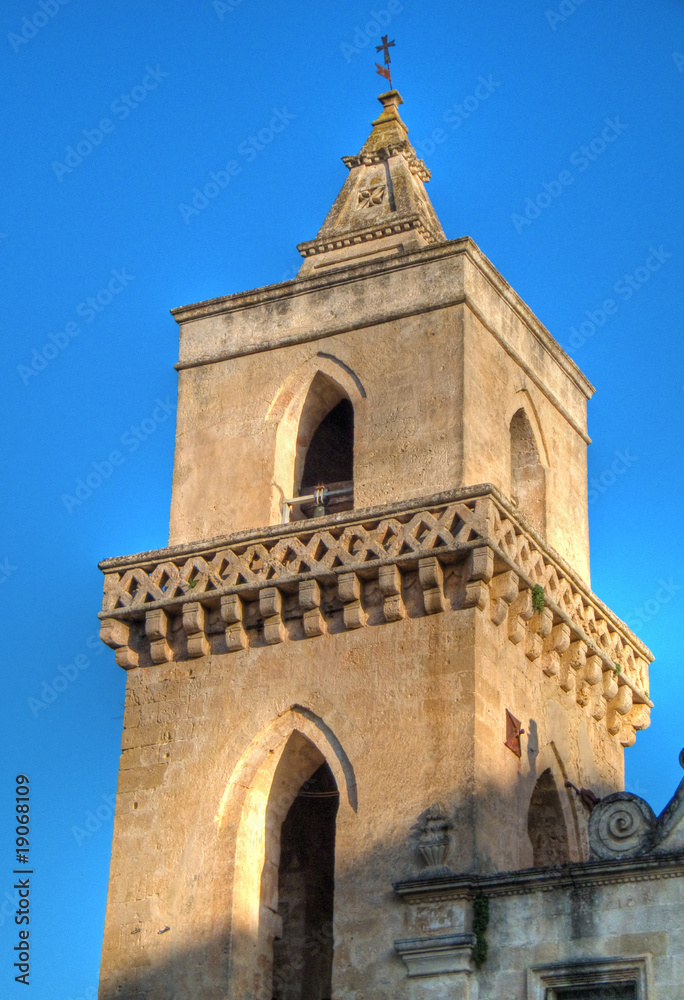 San Pietro Caveoso belltower. Sassi of Matera. Basilicata.