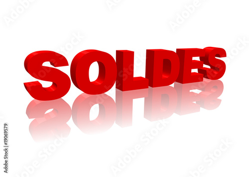 "SOLDES" en 3D avec reflet (vecteur - rouge - offres spéciales)