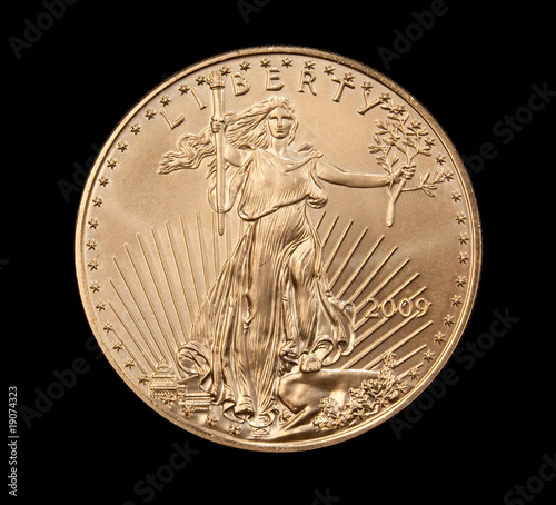 Billede på lærred Close up of the Liberty side of a gold coin