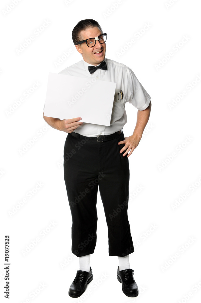 Nerd Holding Blank Sign Nerd Holding Blank Sign