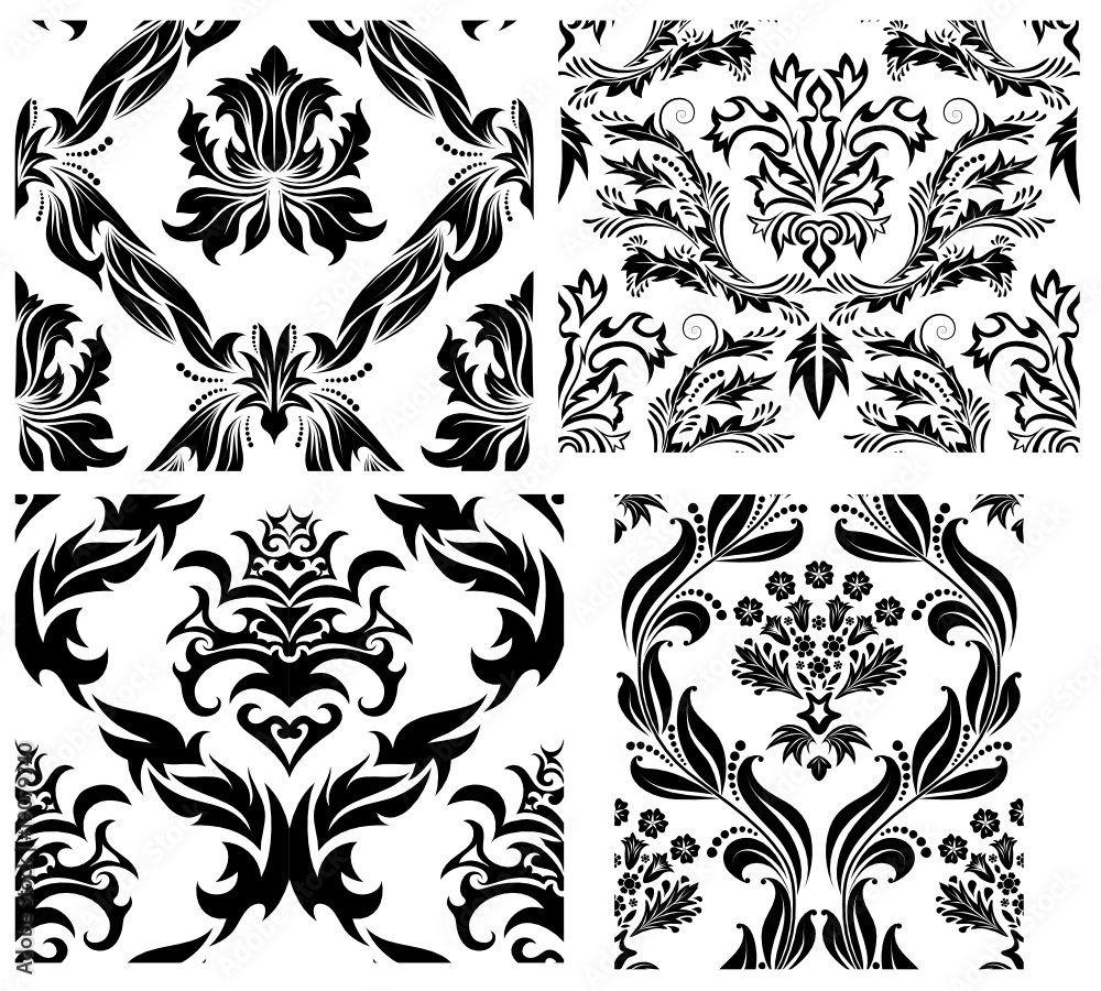 damask seamless pattern set damask seamless pattern set