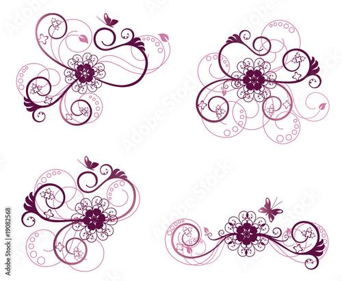 Collection of floral design elements