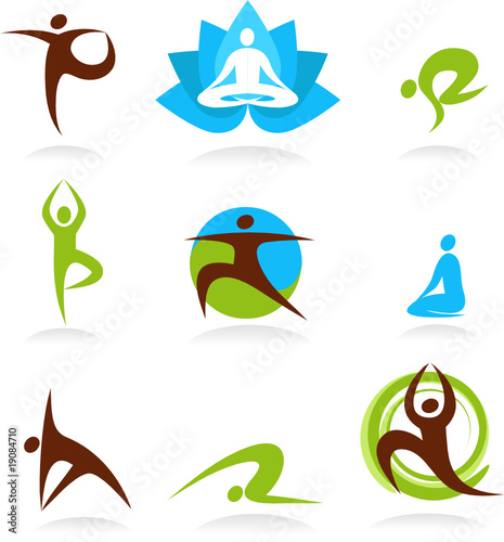 collection of yoga people, vector icons #19084710