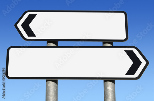 Two way blank road sign with copy space.