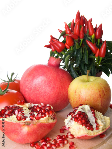 Pomegranate fruit apple  pepperoni
