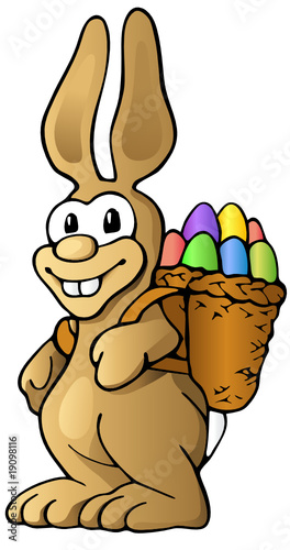 niedlicher cartoon Osterhase mit Korb und eiern