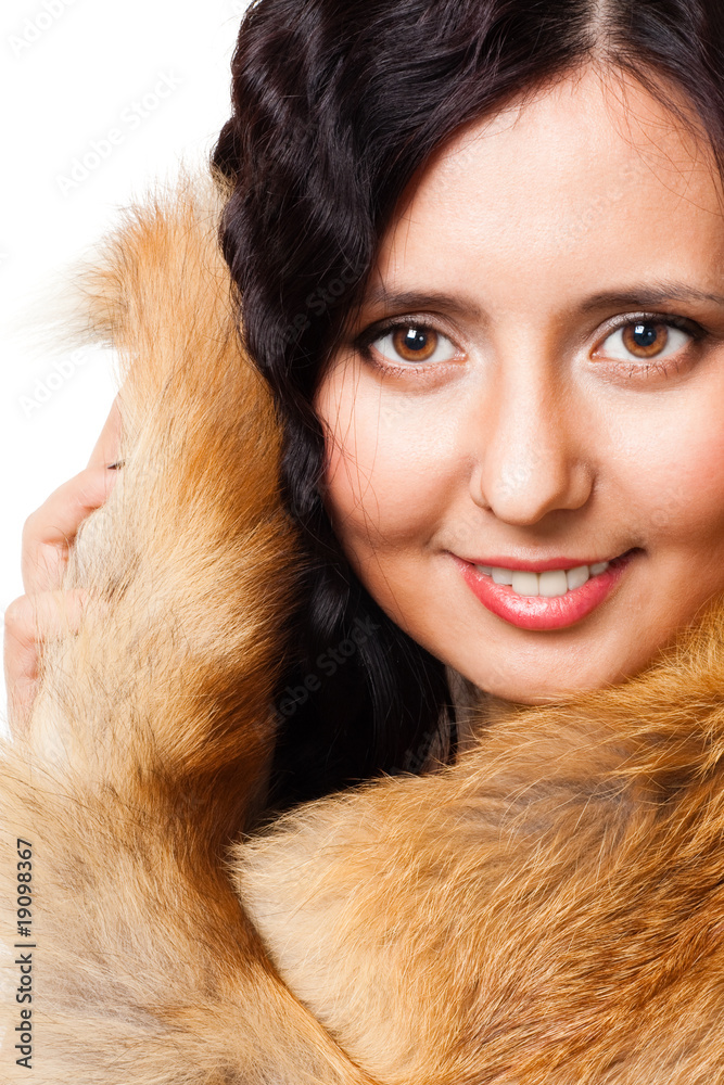 Face of a woman with fur Face of a woman with fur