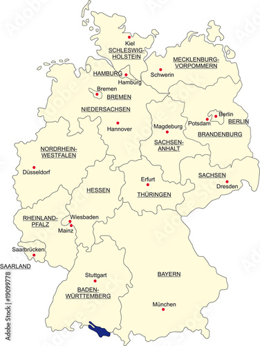 Bundesrepublik Deutschland, Landesgrenzen, Hauptstädte