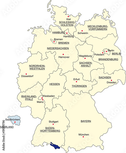 Karte Bundesrepublik Deutschland, Saarland freigestellt