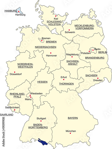 Karte Bundesrepublik Deutschland, Hamburg freigestellt