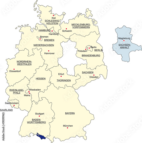 Karte Bundesrepublik Deutschland  Sachsen-Anhalt freigestellt