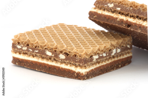 Filled wafer with chocolate