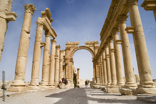 Fotografie, Obraz Colonnade in roman ruins of Palmyra, Syria