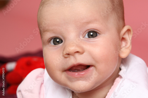 Closeup portrait of young little baby girl