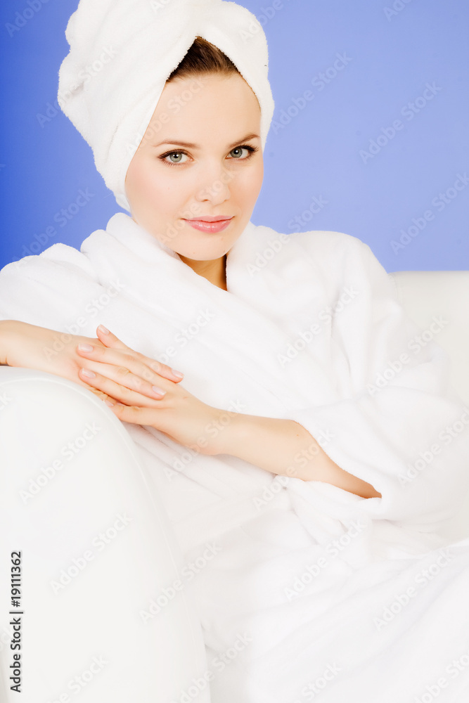 Closeup portrait of young beautiful woman after bath Closeup portrait of young beautiful woman after bath