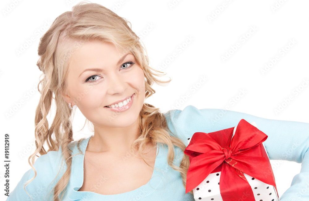 happy girl with gift box happy girl with gift box