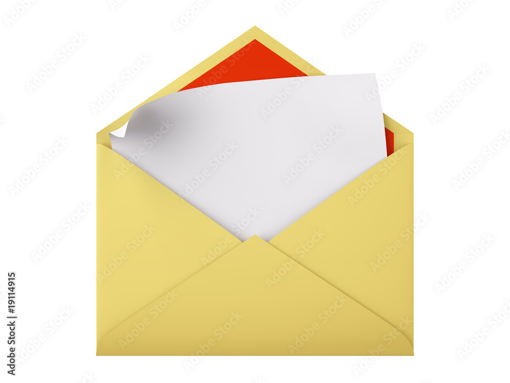 Yellow envelope with blank sheet of paper Yellow envelope with blank sheet of paper