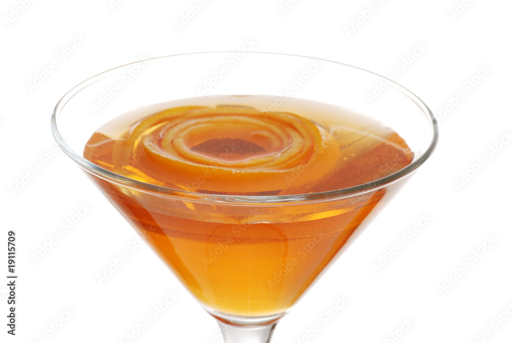 Sparkling Orange Martini With Peel Floating Focus On Rim Sparkling Orange Martini With Peel Floating Focus On Rim