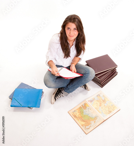 Studious teenage girl