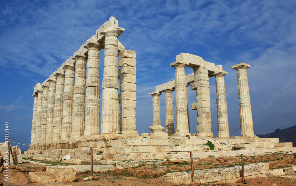 Ruins of Ancient Greek Temple of Poseidon in Greece