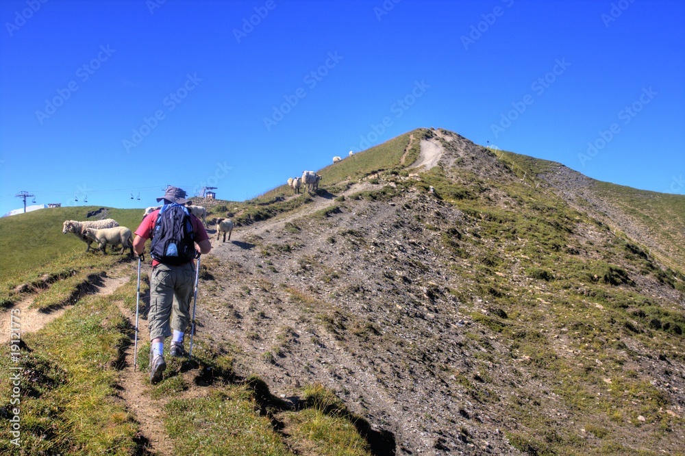 young man walking in mountain