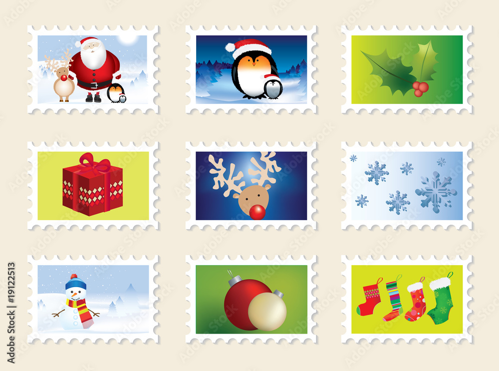 set of christmas stamps