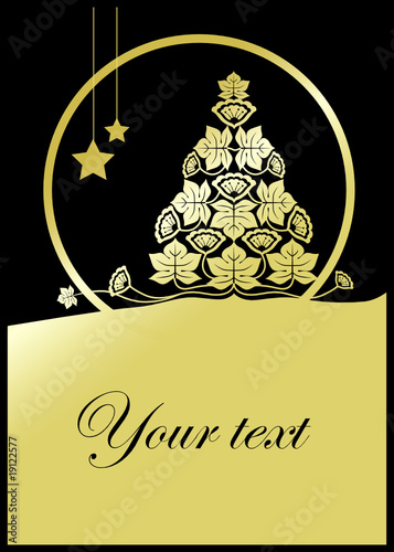 albero di Natale oro con foglie e fiori