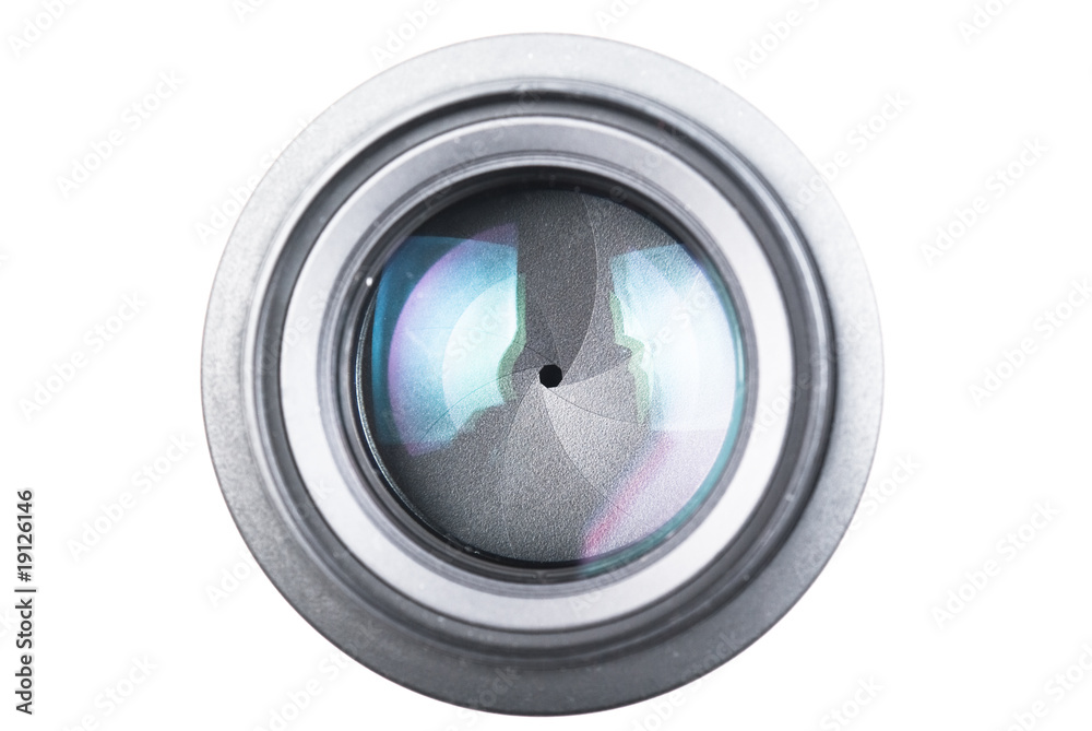 The lens on a white background The lens on a white background