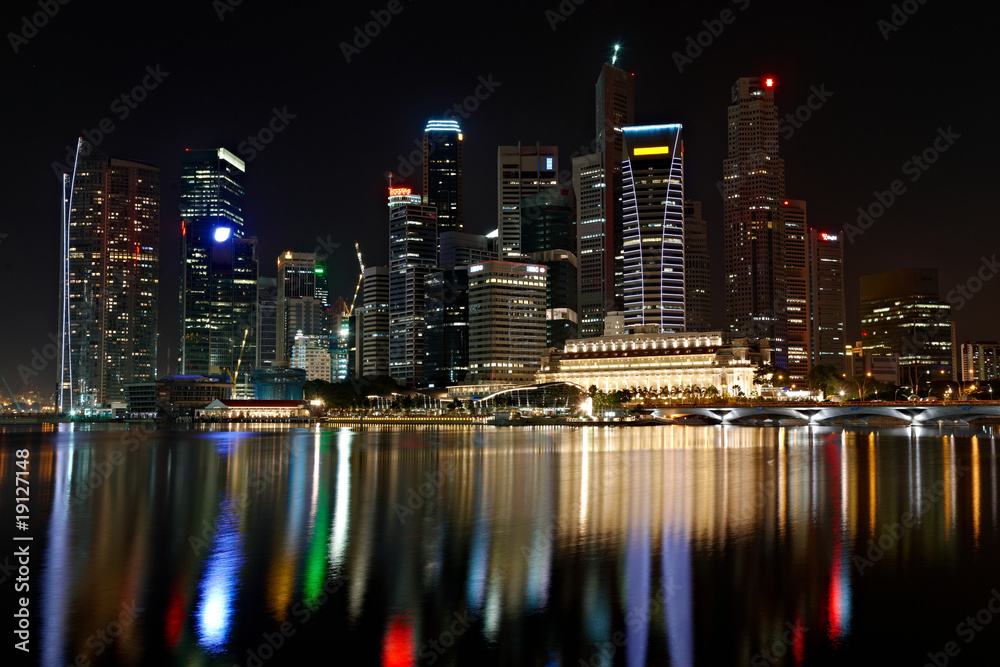 Fototapeta premium Central Business District of Singapore at night (middle)