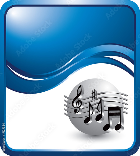 retro musical notes under blue wave
