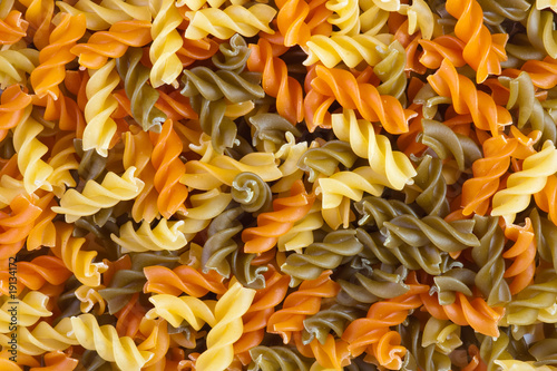 multicolor spiral macaroni. Close up..