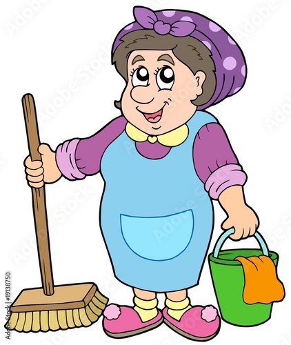 Cartoon cleaning lady