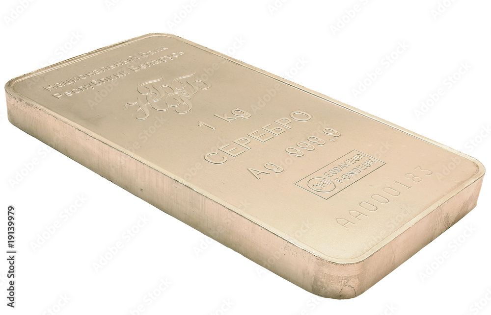 Silver bullion isolated on white Silver bullion isolated on white