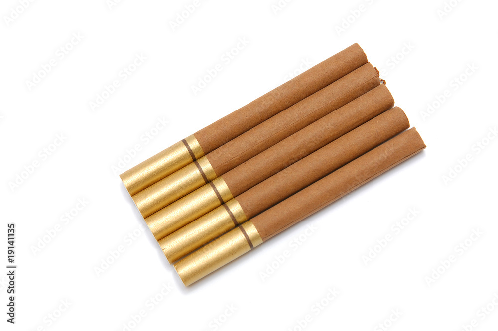 Five cigars on a white background Five cigars on a white background
