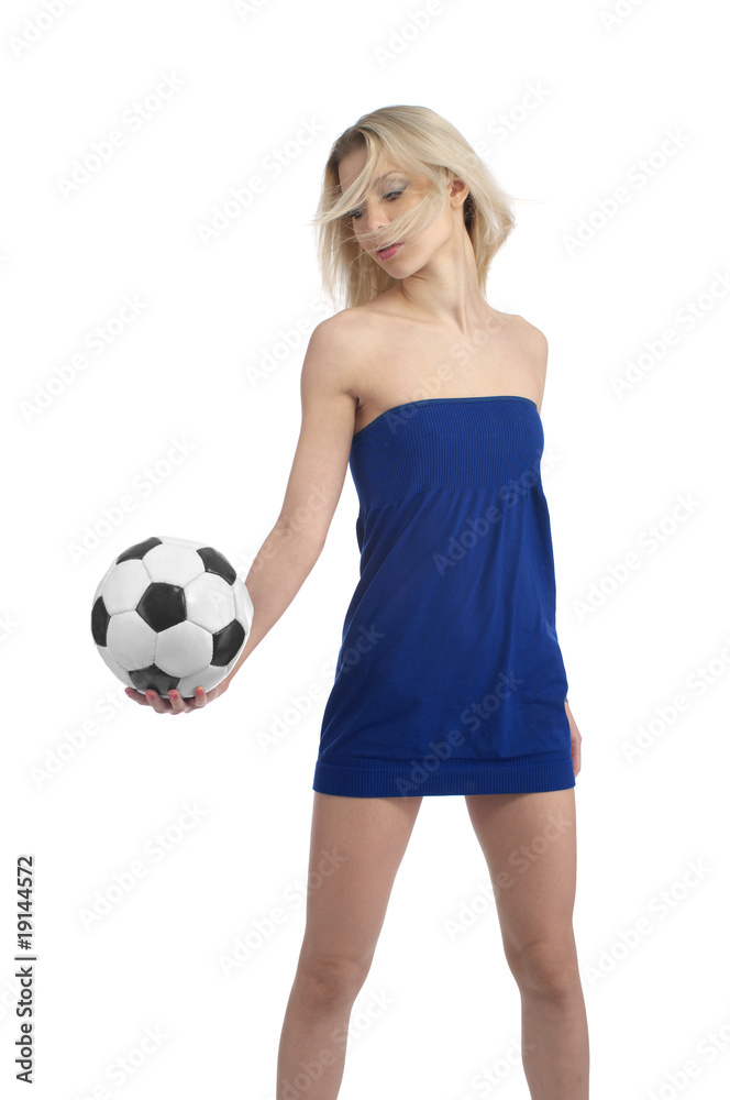 Young woman with a soccer ball
