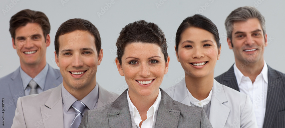 Business group showing diversity standing together Business group showing diversity standing together