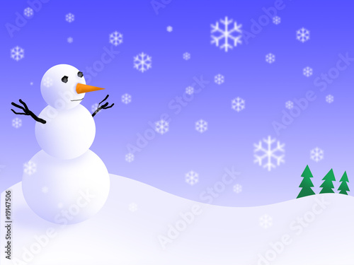 Drawn-by-children style picture of snow man