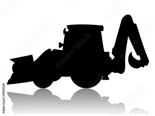 Digger Silhouette (Construction Machinery Bulldozer Vector)