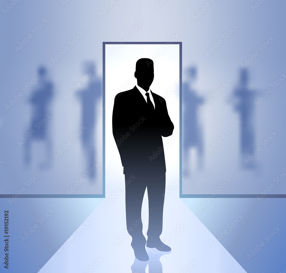 Fototapeta premium Businessman executive in focus on blurry background