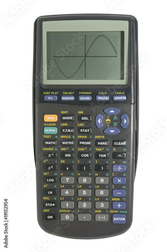 Graphing calculator on white with clipping path