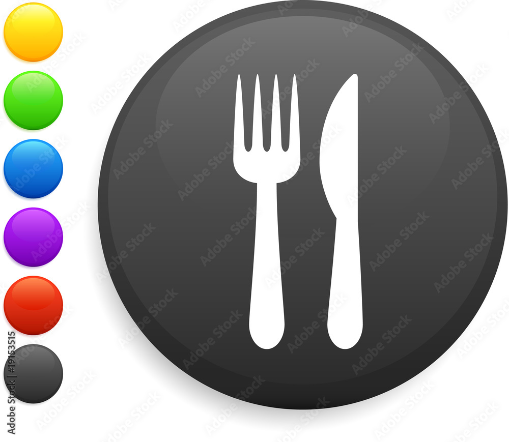 knife and fork icon on round internet button knife and fork icon on round internet button