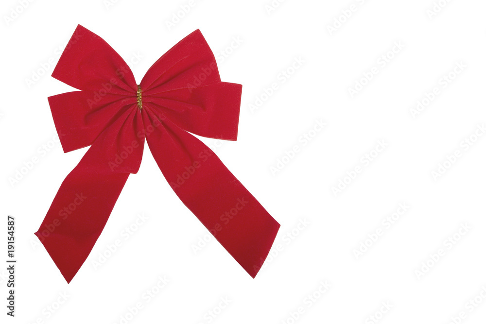 Red velvet ribbon and bow isolated on white Red velvet ribbon and bow isolated on white